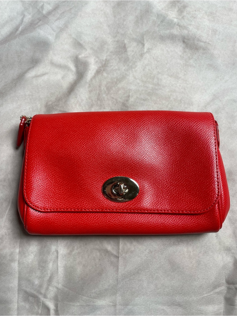 Coach Madison Chain Crossbody Bag Scarlet Red Saffiano Leather Turnlock